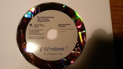 Windows 7 Professional SP1 PL 64 bit - oryginalna płyta