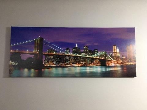 Fotoobraz na kanwie Manhattan nocą (150 x 60 x 4 cm)