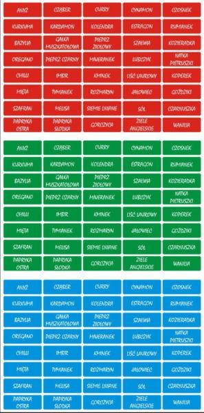 ETYKIETY NAKLEJKI NA POJEMNIKI NA PRZYPRAWY 1 kpl = 40 SZT