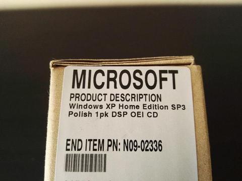Windows XP Home Edition SP3 PL - Nowa licencja. Polska dystrybucja