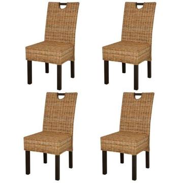 vidaXL Krzesła do jadalni z Kubu rattanu, drewno mangowe, 4 sztuki (274360)