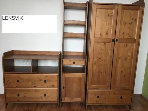 Szafy Ikea PAX -HEMNES-PAX-LEKSVIK-komody Ikea LEKSVIK-regał Liatorp-drewno