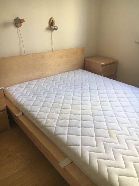 Łóżko z materacem+szafki nocne IKEA