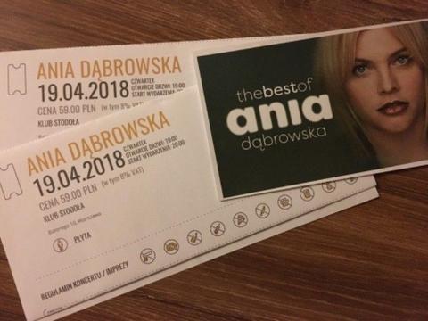 Sprzedam dwa bilety na koncert Ani Dąbrowskiej