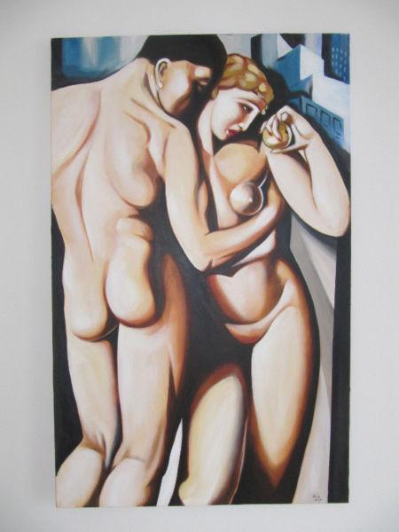 Sprzedam piękny obraz ręcznie malowany pt. „Adam i Ewa