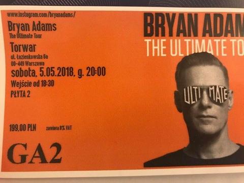 Sprzedam Bilet - Bryan Adams - 5 maja 2018, Torwar Warszawa