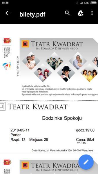 2 bilety do teatru Kwadrat 