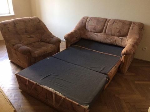 Fotel i rozkładana sofa