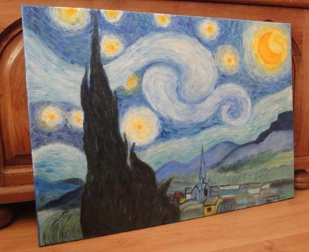 Obraz olejny Van Gogh Gwiaździsta noc / Droga z cyprysem i gwiazdą