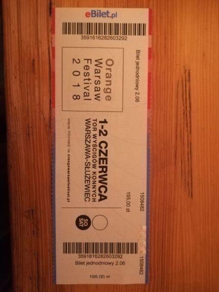 Sprzedam bilet na Orange Warsaw Festiwal, Florence and the Machine