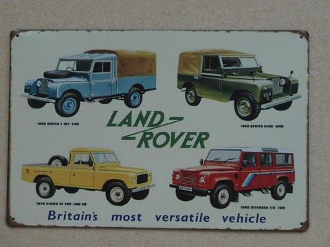 Land Rover Seria Auto Metal Szyld Plakat Blacha Postarzany Tin Signs