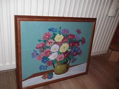 obraz olej kwiaty w drewnianej ramie 46/55cm