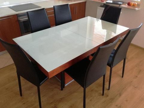 Stół z jedną nogą + 6 krzeseł