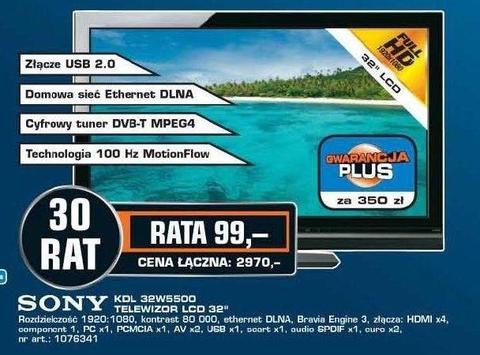 Tv Sony 32 LCD Bravia KDL-32W5500 Lan 4 x Hdmi Usb