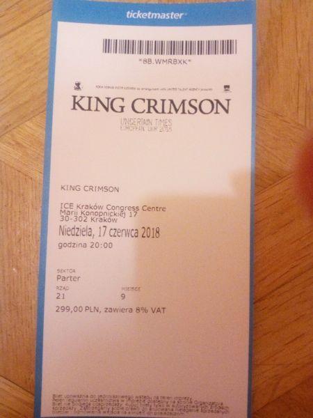 Sprzedam dwa bilety na koncert King Crimson