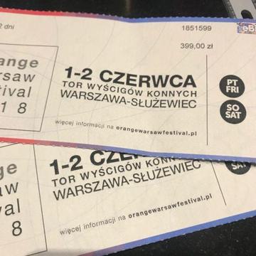 SPRZEDAM/WYMIENIE Bilety na Orange Warsaw Festival 01-02.06