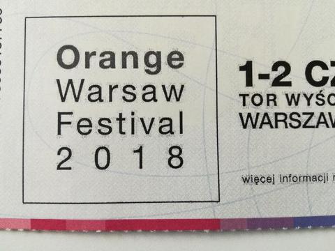Sprzedam jeden dwudniowy karnet / bilet na Orange Warsaw Festival 1-2 czerwca 2018