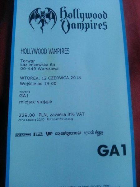 Sprzedam bilety Hollywood Vampires Warszawa 2 szt - Sektor GA1