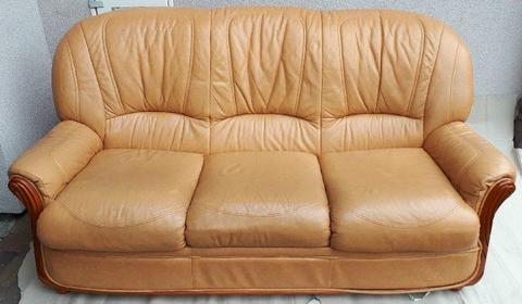 Kanapa/sofa 3-os. z funkcją spania ze skóry naturalnej - oddam za darmo