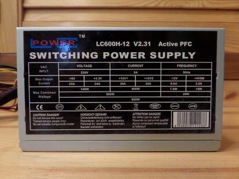 Zasilacz komputerowy 600W LC-POWER LC600H-12 V2.31 gwarancja