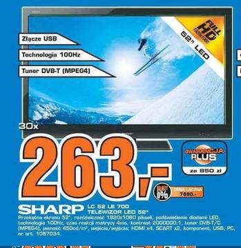 Tv LED 52 cale FULL HD Sharp Aquos seri LC-52LE700 Mpeg-4