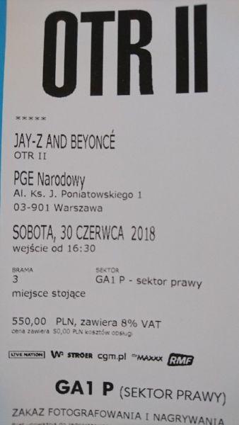 Sprzedam bilet na koncert Beyonce& Jay Z, 30 czerwca Warszawa