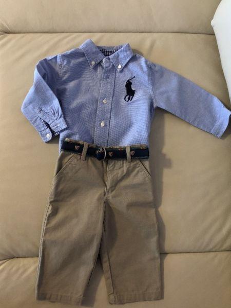 Oryginalny zestaw RALPH LAUREN - koszula + spodnie z paskiem