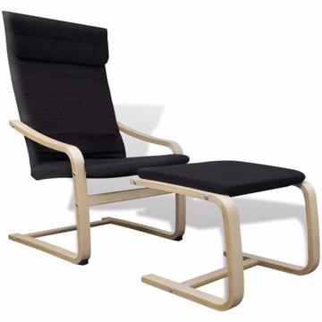 Czarny regulowany fotel bujany z podnóżkiem(241437)