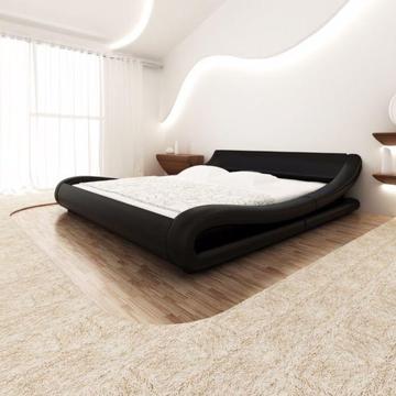 vidaXL Rama łóżka, sztuczna skóra, 140x200 cm, kręcona, czarna(243145)