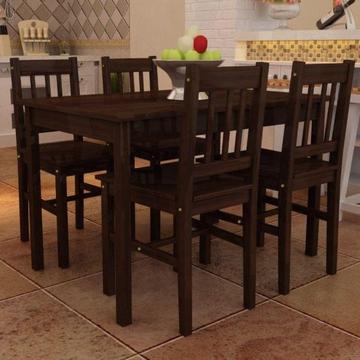 Drewniany zestaw - 4 krzesła i stolik, brązowy(241221)