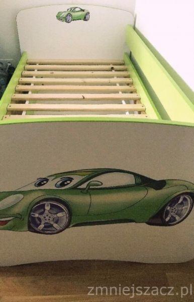 Łóżko 160x80, biały/limonka, ruchoma barierka, szuflada, materacgratis