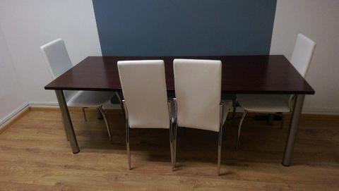 Stół konferencyjny + 6 białych krzeseł STAN IDEALNY !!