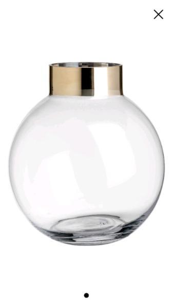 wazon szklany ze złotym rantem H&M Home