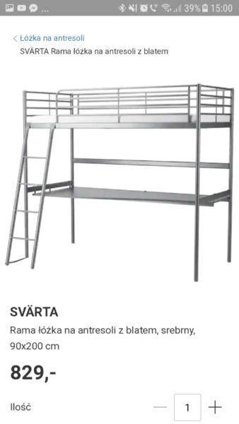 Łóżko piętrowe Ikea SVARTA