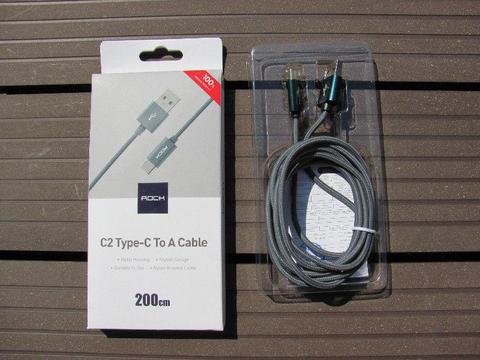 Nylonowy kabel ROCK USB-C o długości 200 cm