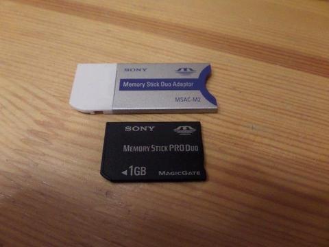 Karta pamięci Sony Memory Stick PRO DUO 1GB + Adapter
