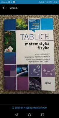 Tablice matematyka i fizyka- do liceum/technikum