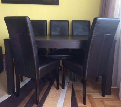 Stół rozsuwany wenge 120x80cm z krzesłami