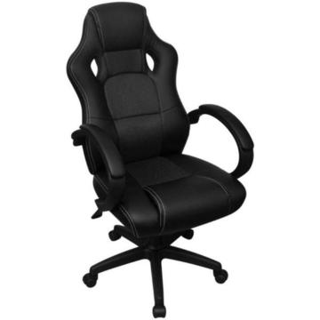 vidaXL Krzesło biurowe w stylu sportowym ze sztucznej skóry czarne (242895)