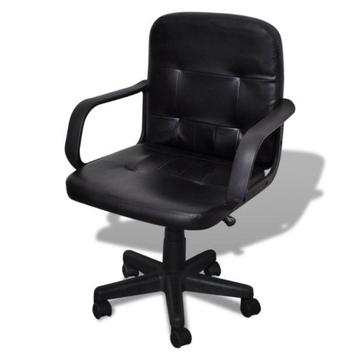 Fotel biurowy skórzany (59 x 51 x 81-89 cm) Czarny (20076)