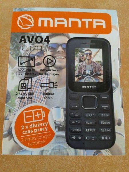 nowy czarny telefon MANTA dual sim radio latarka aparat =KOMPLET= TYLKO WEEKEND