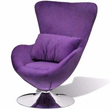 Mały, fioletowy fotel obrotowy z poduszką (241177)