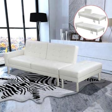vidaXL Rozkładana sofa ze sztucznej skóry, kolor biały (244305)