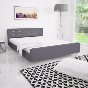 vidaXL Rama łóżka 160x200 cm, tapicerka materiałowa, jasnoszara (243878)