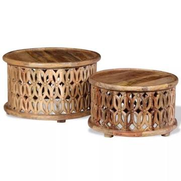 vidaXL Zestaw stolików kawowych, 2 szt., lite drewno mango (243975)