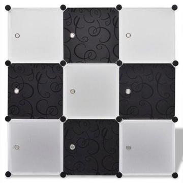 Biało Czarna szafka z 9 przegrodami 110 x 37 x 110 cm (242132)