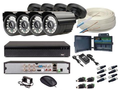 Zestaw monitoring 4 kamery HD + Zasilanie+Przewod+Akcesoria