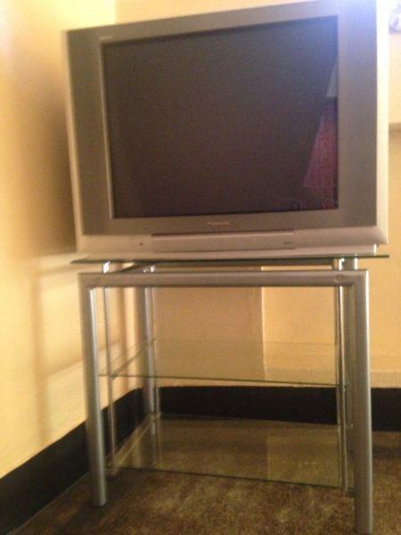 Szklany stolik RTV oraz sprawny Telewizor Panasonic TX - 29PX10P, 100 Hz, dekoder Polsatu