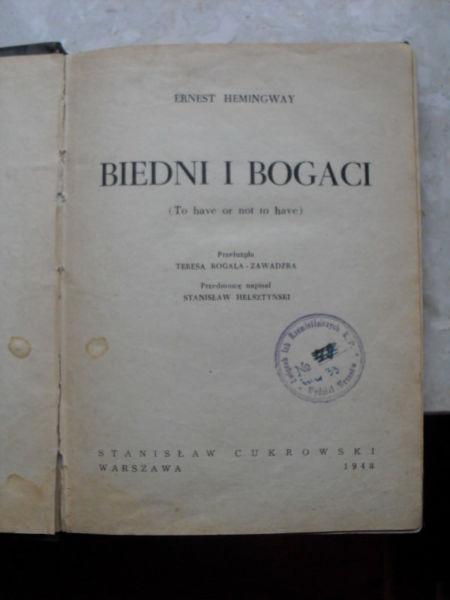 Biedni i Bogaci - Ernest Hemingway