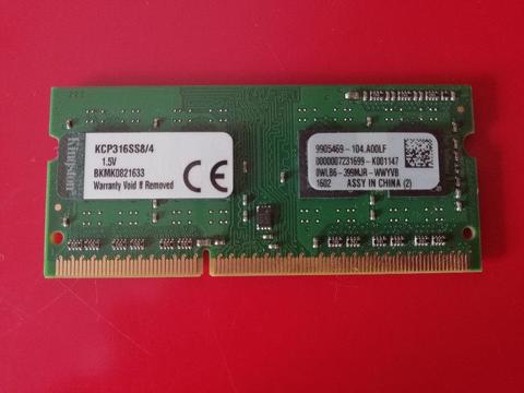 Pamięć RAM Kingston DDR3 4 GB PC3-12800s KCP316SS84 SODIMM